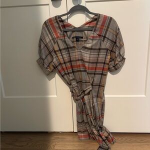 French Connection Plaid Puff Sleeve Dress